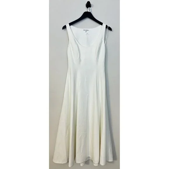 REFORMATION Mikol Pleated Midi Dress in White Size Medium - Picture 5 of 12